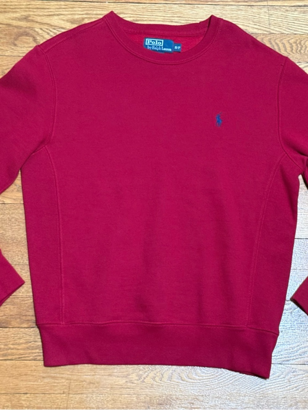 Men’s Polo by Ralph Lauren (S/P) Red Crewneck Sweatshirt with Navy Blue Logo